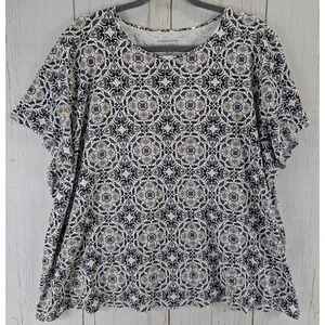 Croft Barrow Size 3X Classic Tee Mandala Pattern Short Sleeve‎ Cotton Top